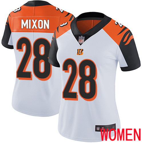 Cincinnati Bengals Limited White Women Joe Mixon Road Jersey NFL Footballl #28 Vapor Untouchable